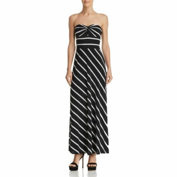 aqua strapless striped maxi dress Aqua Strapless Striped Maxi Dress In Green/White - 75% Off